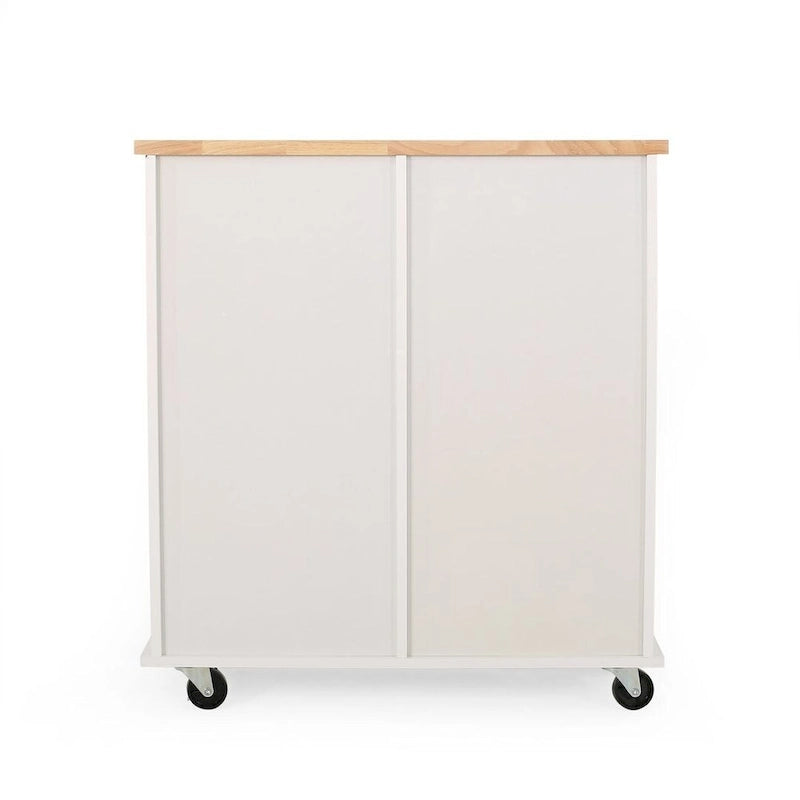 Contemporary Wood Kitchen Cart with Wheels Drawers and Cabinet by Christopher Knight Home