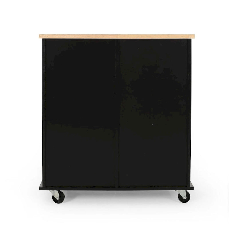 Contemporary Wood Kitchen Cart with Wheels Drawers and Cabinet by Christopher Knight Home
