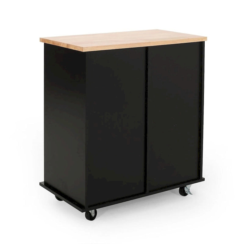 Contemporary Wood Kitchen Cart with Wheels Drawers and Cabinet by Christopher Knight Home