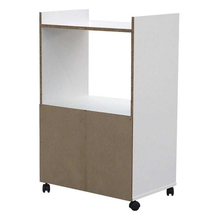 2-Door Kitchen Microwave Cart with Shelfs for Storage, Black