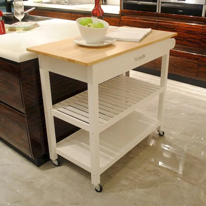 MDF Kitchen Cart with Two Lockable Wheels