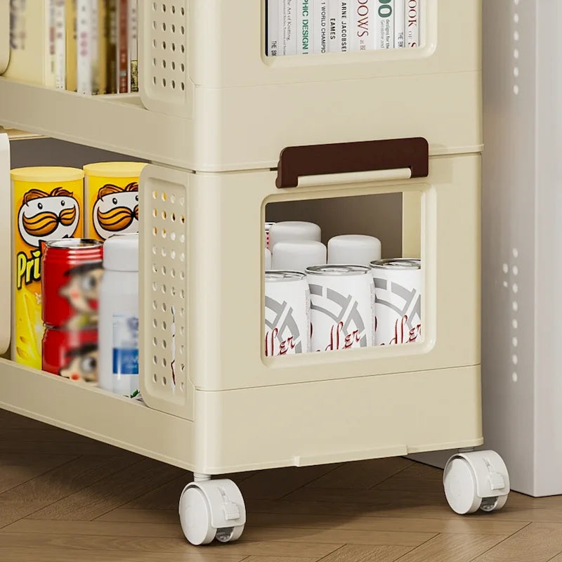 3-Tier Kitchen Storage Cart with Lockable Wheels