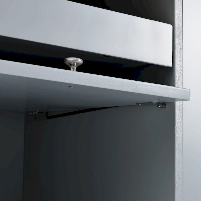 Kitchen Island Cart with Drop-Leaf Countertop, LED Lighting, Fluted Glass Doors, Adjustable Shelf, and Two Drawers