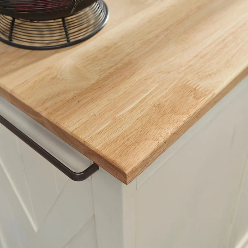 Seaside Lodge Off-White Wood Kitchen Cart - 45 x 36 x 16