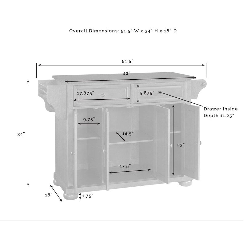 Crosley Alexandria Stainless Steel Top Kitchen Island in Vintage Mahogany Finish - 18d x 51.5w x 34h