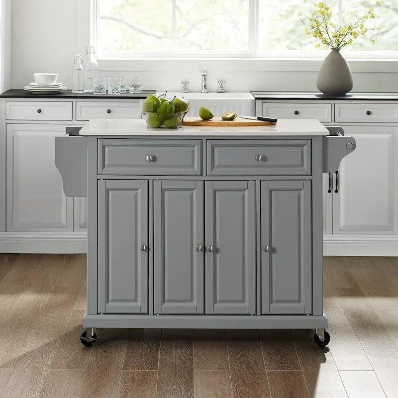 Crosley Full Size Granite Top Kitchen Cart/Island Gray/White - 51.5 W x 18 D x 36.5 H