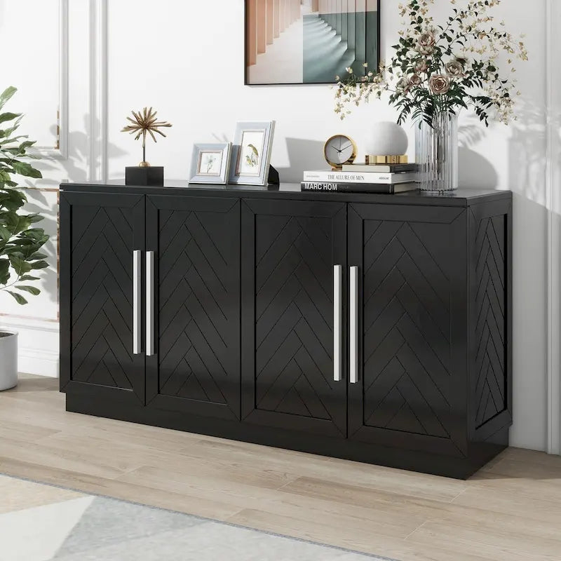 Sideboard with 4 Doors Large Storage Space Buffet Cabinet - N/A
