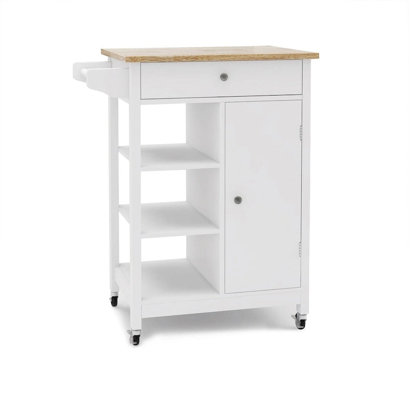 Kitchen Island Rolling Trolley Cart with Adjustable Shelves and Towel Rack - 25.98L * 15.55W * 34.06H