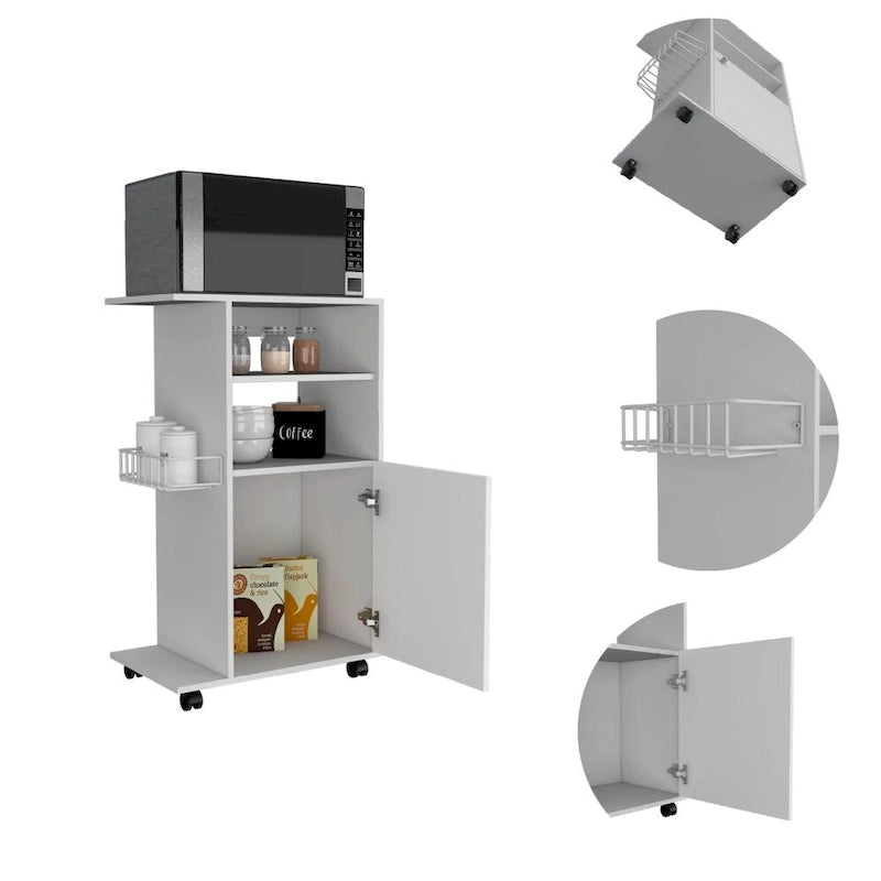 Clip Kitchen Cart, Single Door Cabinet, Four Casters