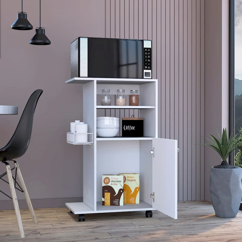 Clip Kitchen Cart, Single Door Cabinet, Four Casters