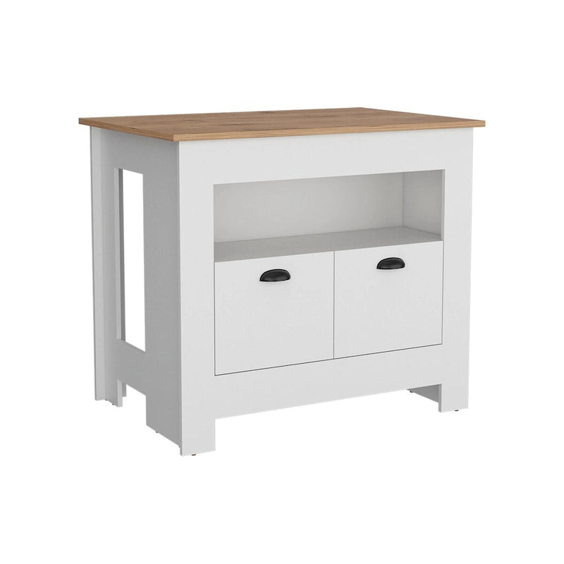Kitchen Island Two Door Cabinet and Shelf for Dining Room.