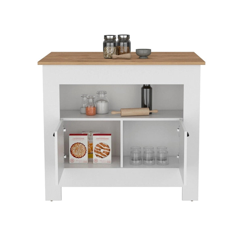 Kitchen Island Two Door Cabinet and Shelf for Dining Room.