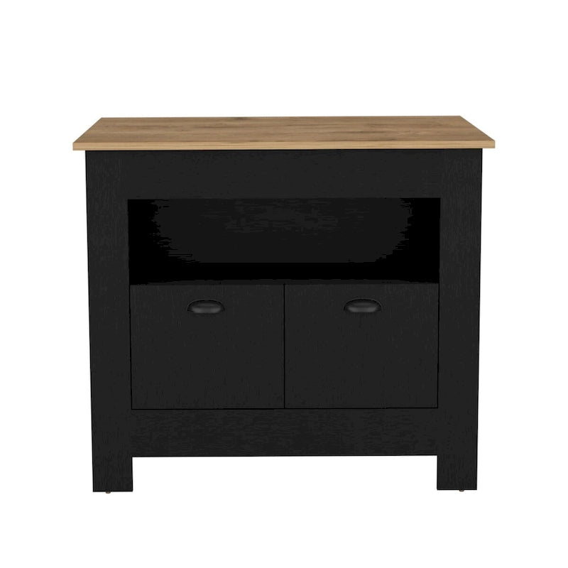 Kitchen Island Two Door Cabinet and Shelf for Dining Room.