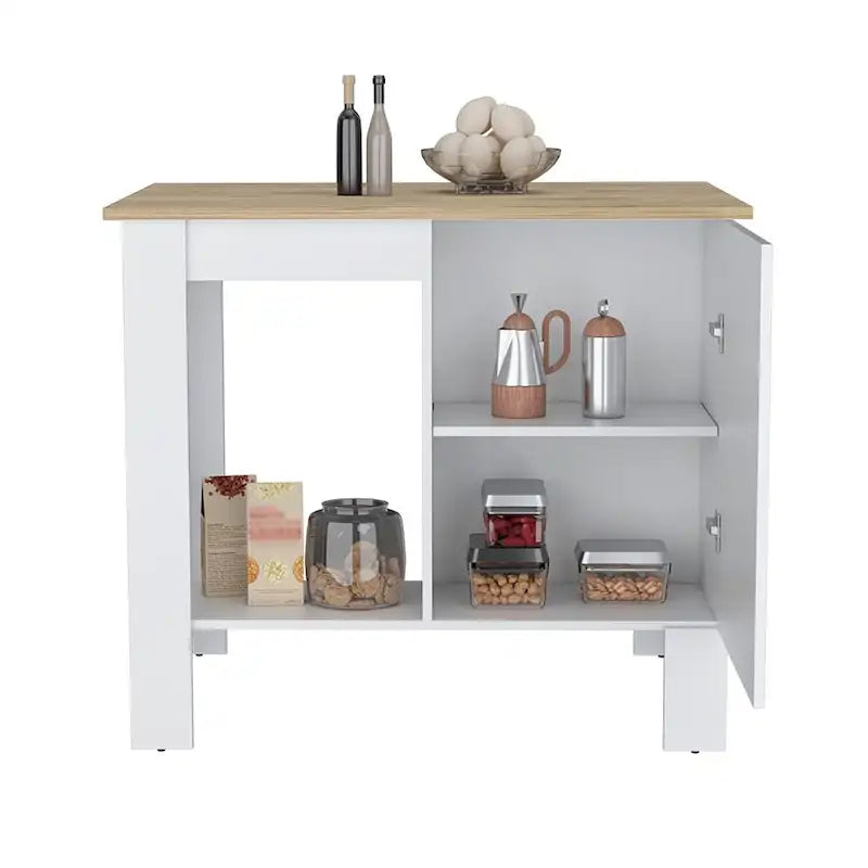 Kitchen island Shoproni, One Drawer, White Finish,High quality and durable