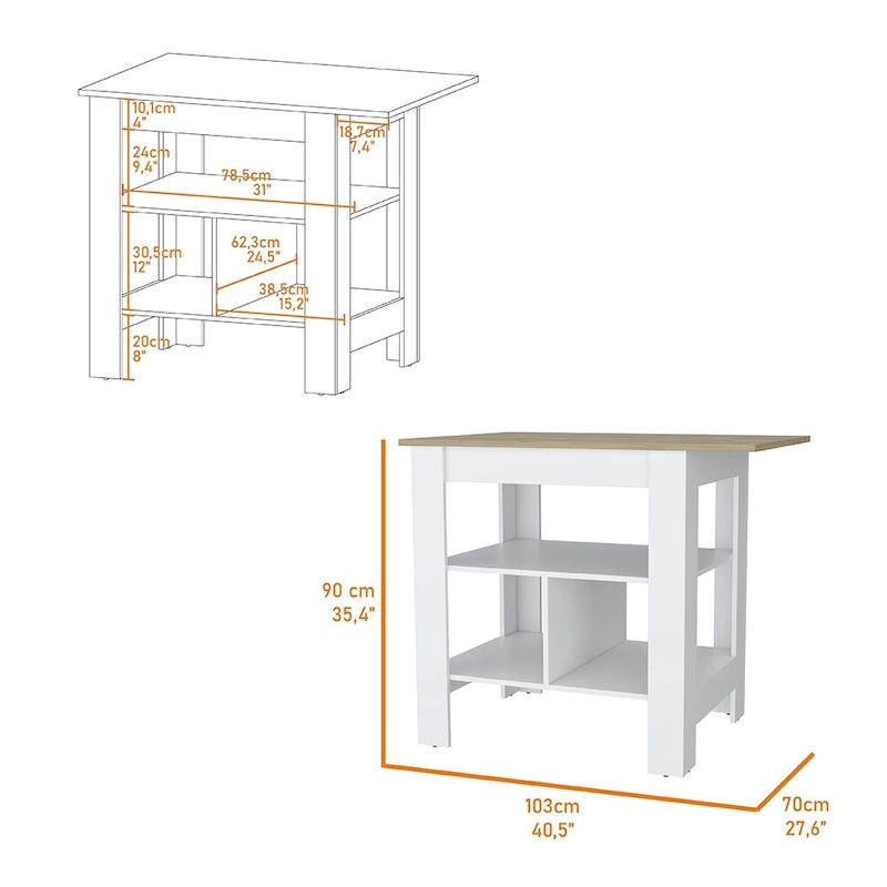 Kitchen island Shoproni, One Drawer, White Finish,High quality and durable