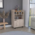 Bar Cart with 2 Open Shelves 4 Cubbies and Cabinet