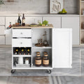 Rubberwood Kitchen Cart with Drop Leaf, Internal Storage Rack, Towel Holder, Spice Rack, and 2 drawers