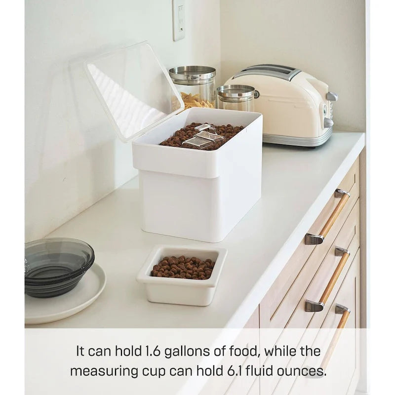 Yamazaki Home Airtight Pet Food Container - Three Sizes, Polypropylene, Medium, 8 lbs., 1.6 gallons, 6 quarts