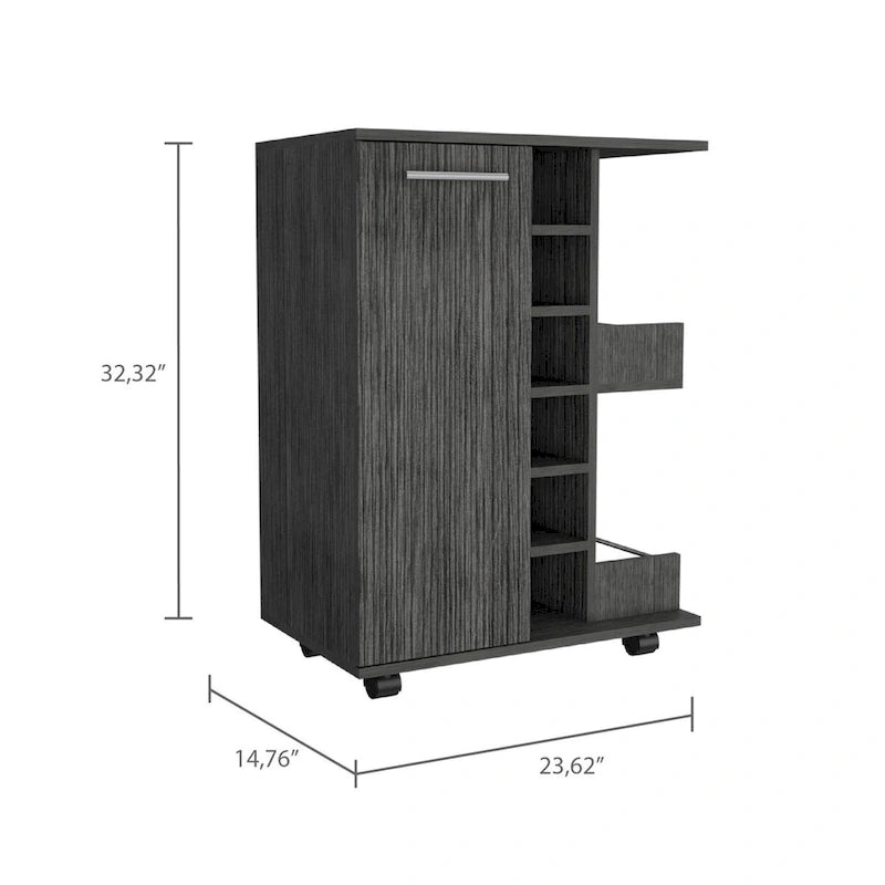 Bartlet 2-Shelf 6-Bottle Bar Cart with Division for Kitchen, Party and Living Room