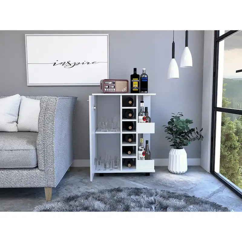 Bartlet 2-Shelf 6-Bottle Bar Cart with Division for Kitchen, Party and Living Room