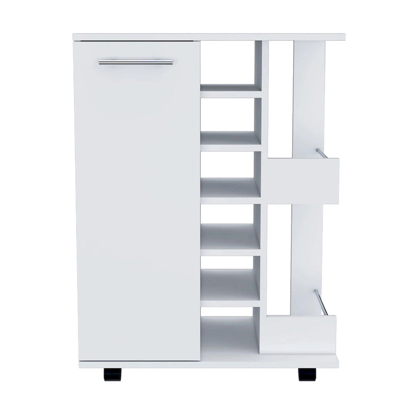 Bartlet 2-Shelf 6-Bottle Bar Cart with Division for Kitchen, Party and Living Room