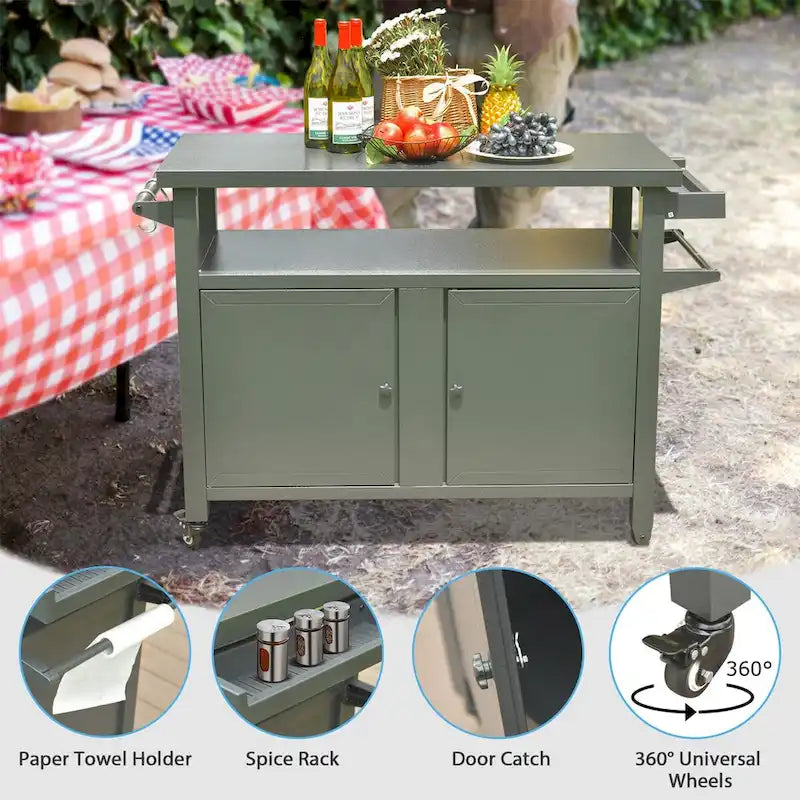 Grill Carts Outdoor Storage Cabinet with Wheels