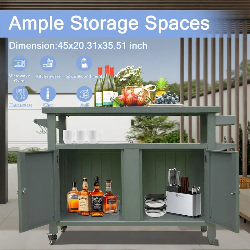 Grill Carts Outdoor Storage Cabinet with Wheels