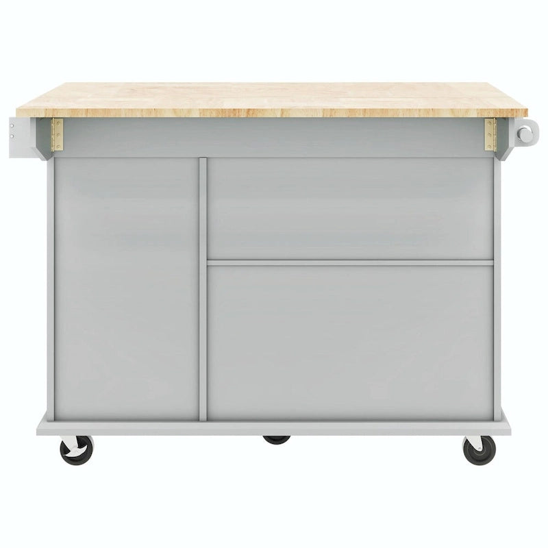Rolling Kitchen Cart with Drop Leaf, Storage Rack, and 3-Tier Cabinet Organizer