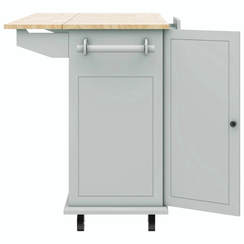 Rolling Kitchen Cart with Drop Leaf, Storage Rack, and 3-Tier Cabinet Organizer