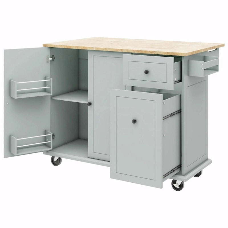 Rolling Kitchen Cart with Drop Leaf, Storage Rack, and 3-Tier Cabinet Organizer
