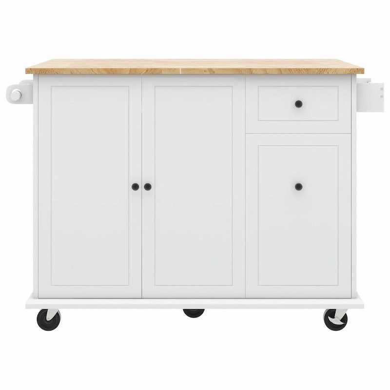 Rolling Kitchen Cart with Drop Leaf, Storage Rack, and 3-Tier Cabinet Organizer