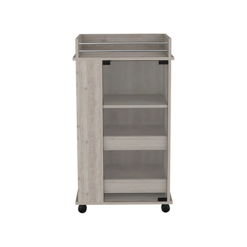 Bar Cart with Casters Reese, Six Wine Cubbies and Single Door for Kitchen, Party and Living Room