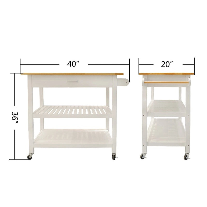 40 Mobile Kitchen Island & Kitchen Cart,with Two Lockable Wheels