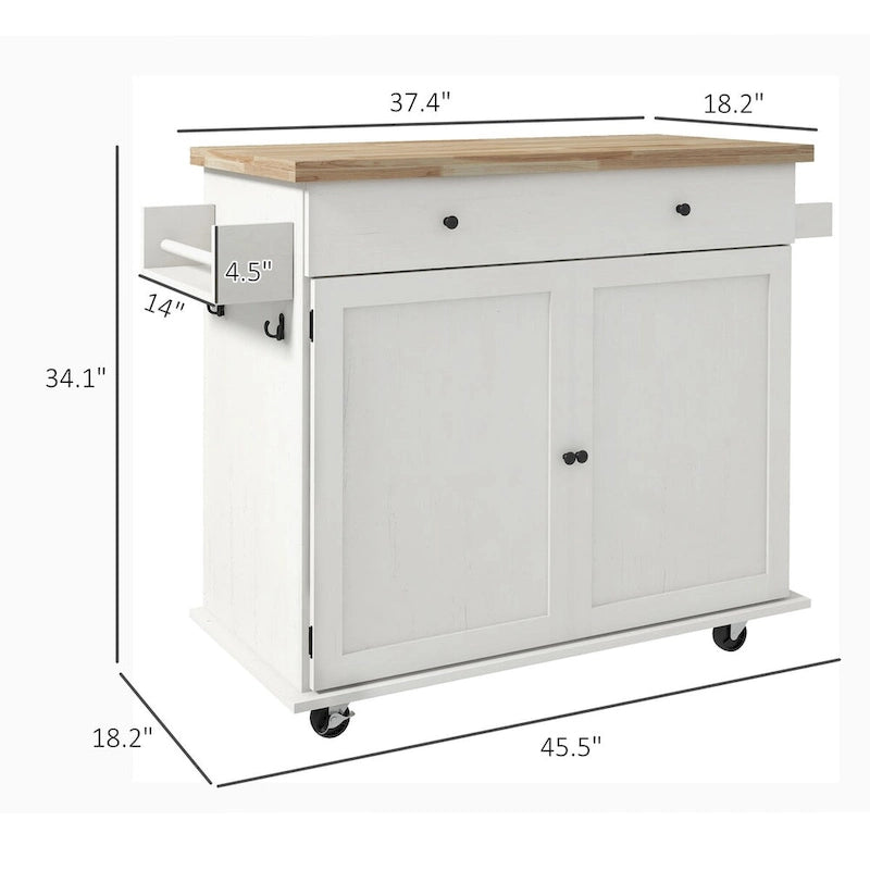 Rolling Kitchen Island with Storage on Wheels with Drawer