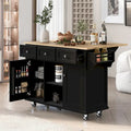 Kitchen Cart with Rubber Wood Drop-Leaf Countertop , Internal Storage Racks