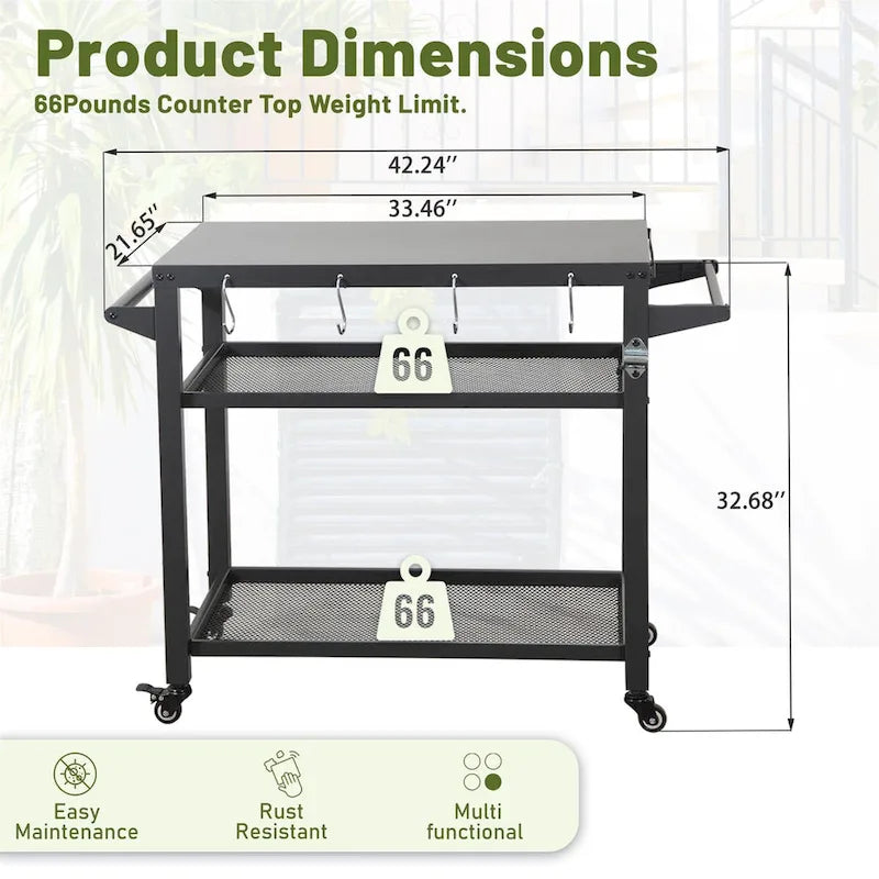 3-Shelf Outdoor Grill Table