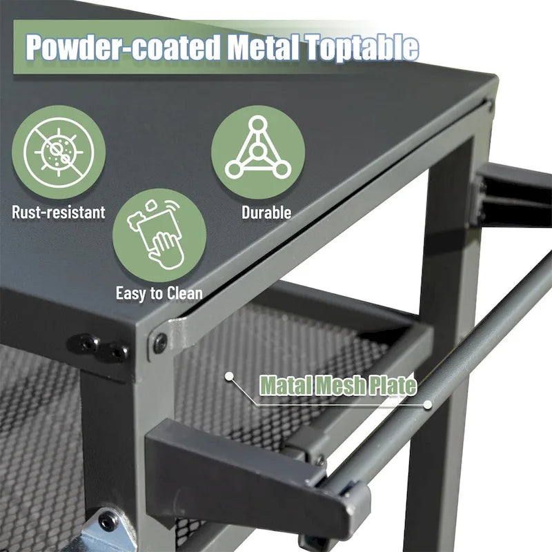 3-Shelf Outdoor Grill Table