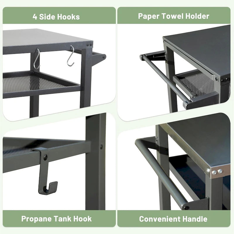3-Shelf Outdoor Grill Table