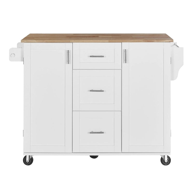 50 in. W Kitchen Island with 3 Drawer, 2 Slide-Out Shelf and Internal Storage Rack