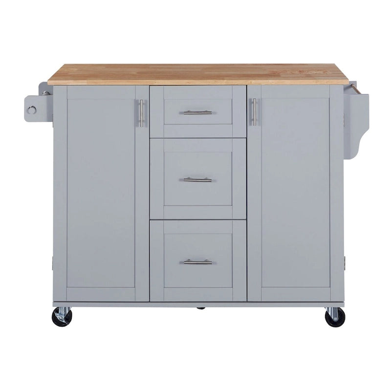 50 in. W Kitchen Island with 3 Drawer, 2 Slide-Out Shelf and Internal Storage Rack
