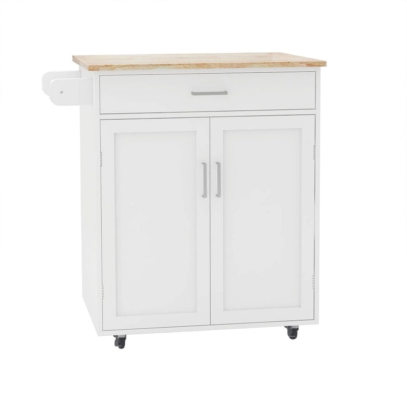Kitchen Island Rolling Trolley Cart with Adjustable Shelves and Towel Rack - 32.68L * 17.72W * 36.02H