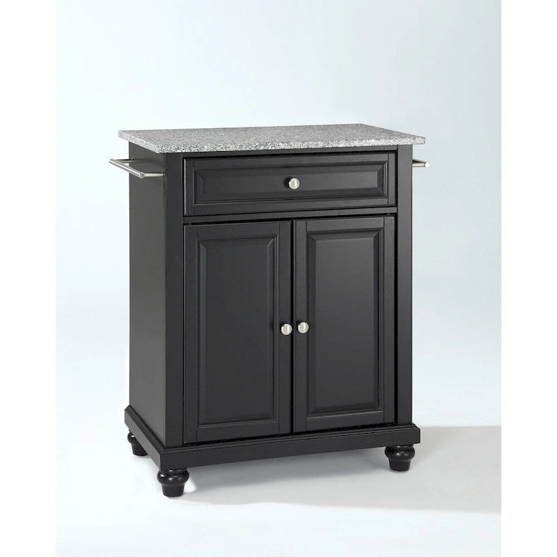 Crosley Cambridge Solid Granite Top Portable Kitchen Island in Black Finish - 18d x 31w x 35h