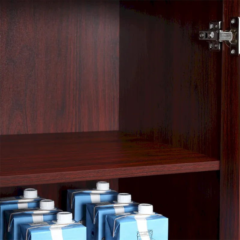 Freestanding Storage Cabinet with 2 Adjustable Shelves and Door - N/A