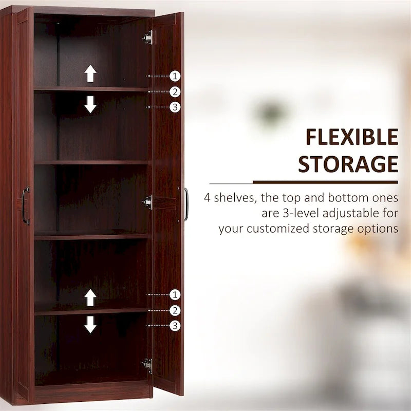 Freestanding Storage Cabinet with 2 Adjustable Shelves and Door - N/A
