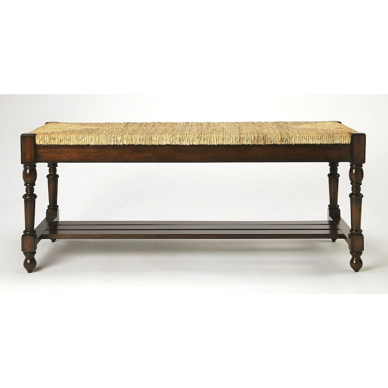 Butler Heritage Wood Bench with Woven Rope Seat