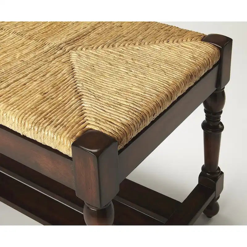 Butler Heritage Wood Bench with Woven Rope Seat