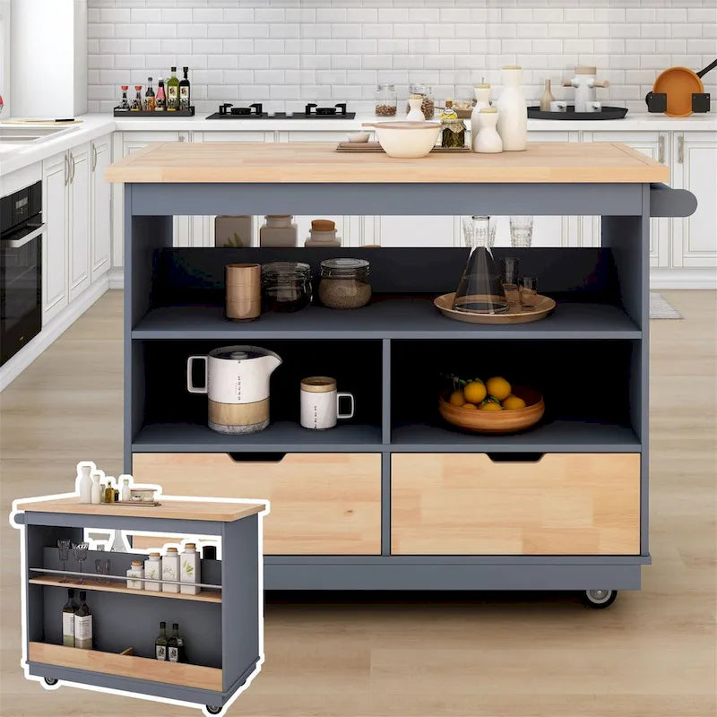 Two-sided Kitchen island Cart on Wheels by Harper&Bright Designs