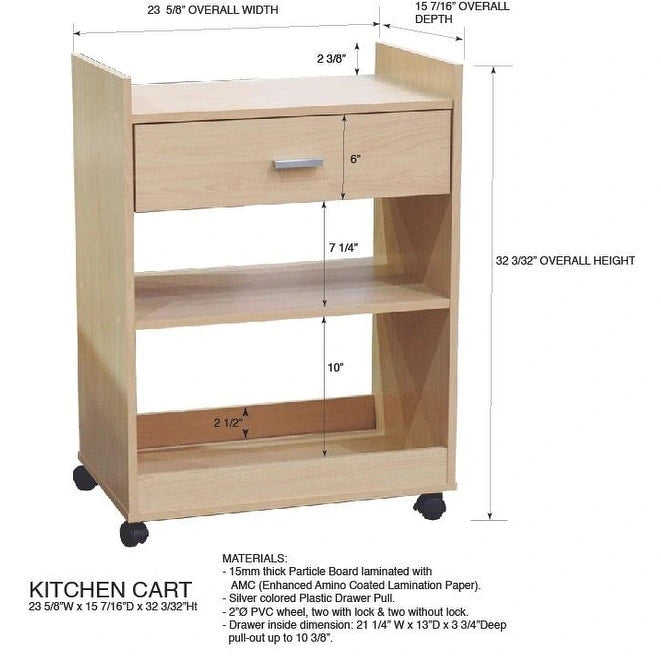 Kitchen Island Microwave Serving Cart Cabinet with Drawer and Shelfs for Storage (Black)