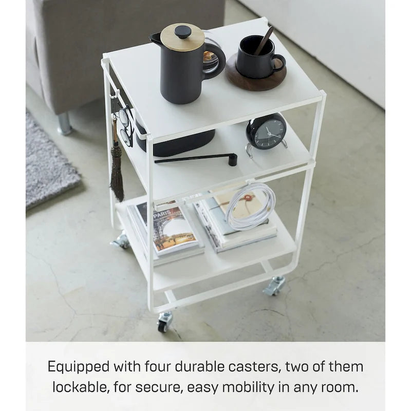 Yamazaki Home Rolling Utility Cart, Steel, Wheels - L 19.29 x W 14.96 x H 32.09 inches