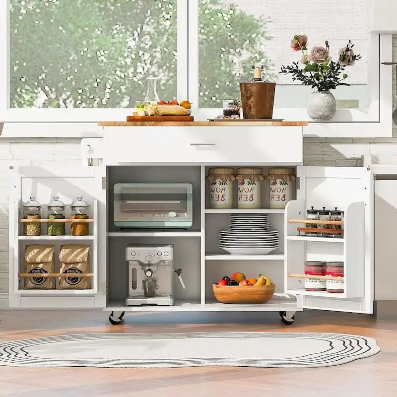 Rolling Kitchen Island Cart with Wheels , Drawer, Storage Racks